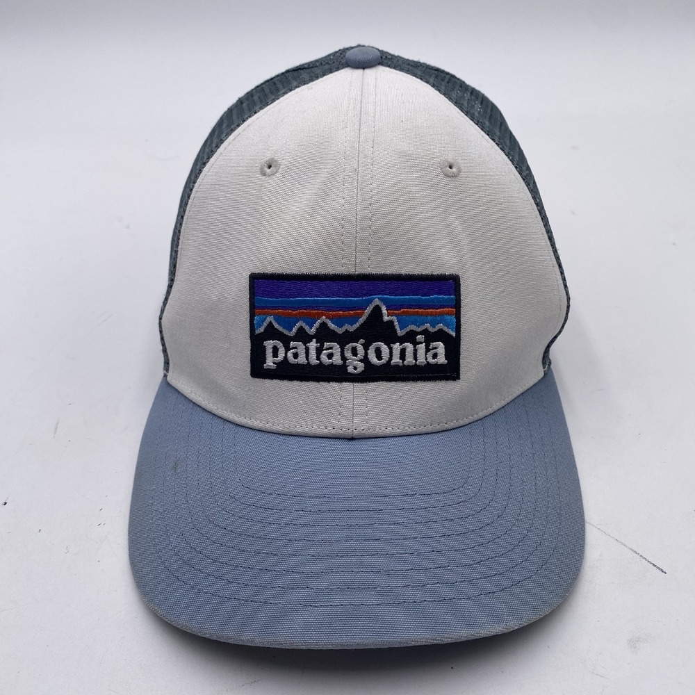 Patagonia Hat Cap Snap Back Carolina Blue White Mesh Trucker Fitz Roy Cleaned